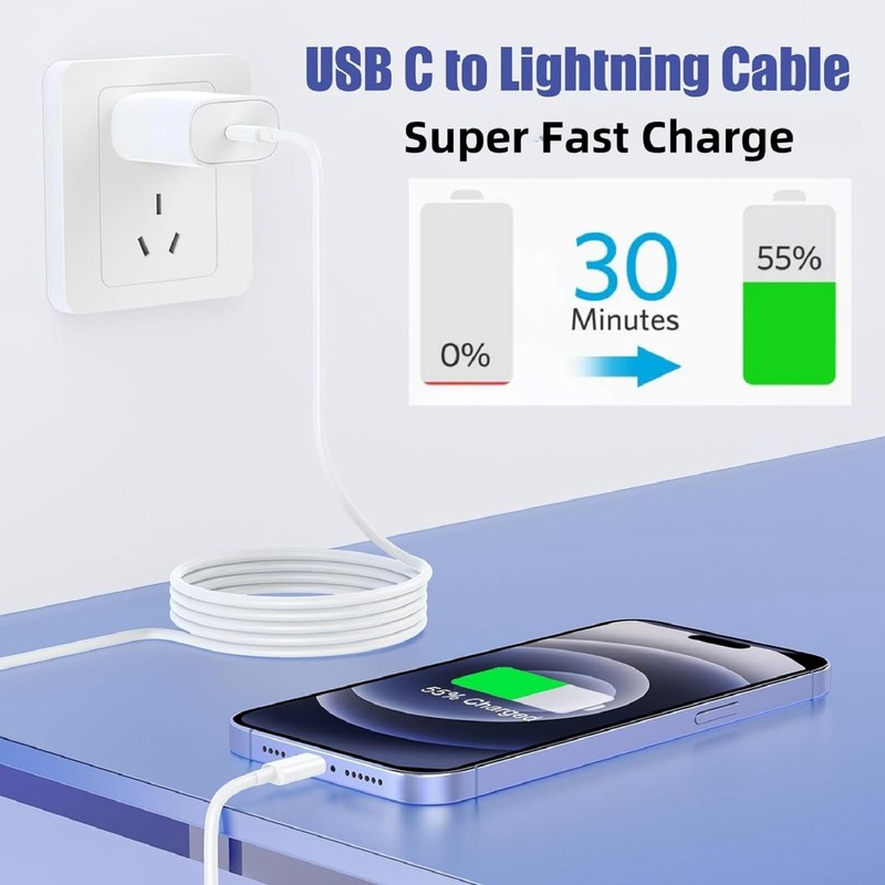 for USB C to Lightning Cable 20FT 1 Pack MFi Certified 27W PD Fast Charging E... gallery