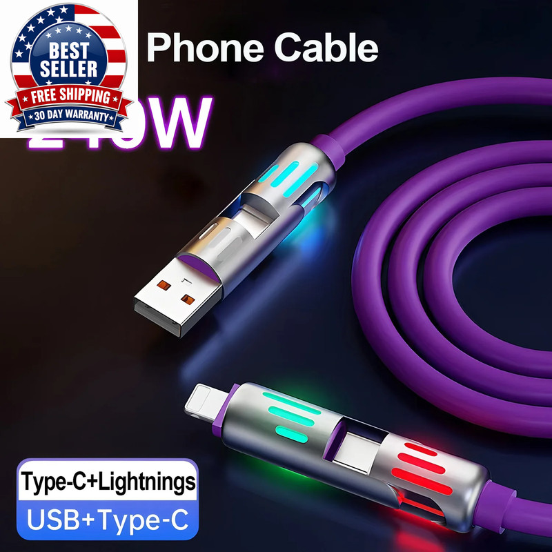 1/2/3Pcs 4-IN-1 240W USB Type C to USB C Cable PD Fast Charger Wire for Iphone 1 gallery