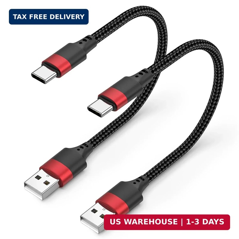 Short USB to USB C Cable 2 Pack, 6 inch USB C Cable Braided, 0.5ft Type C Charge