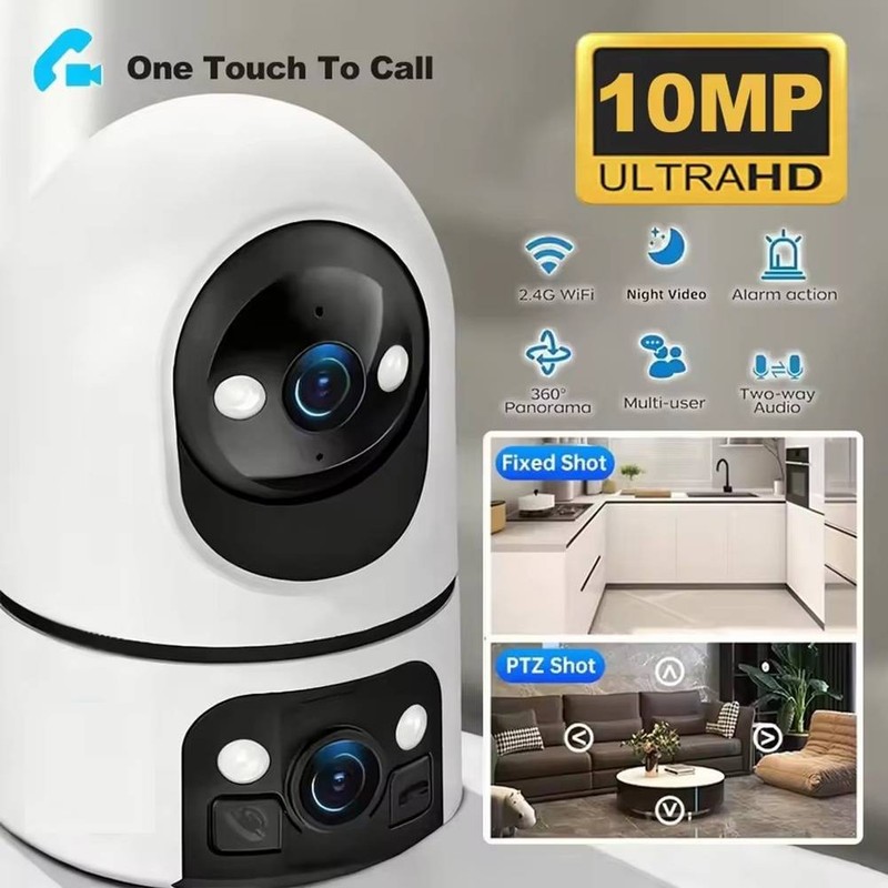 Dual Lens Indoor WiFi Camera ABS Body 14x11x10cm Motion Detection Audio gallery