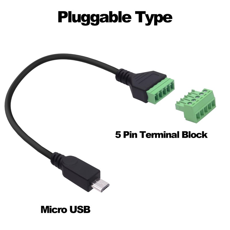 2 PCS Micro USB To 5Pin Screw Terminal Block Solderless Adapter 30cm Cord gallery