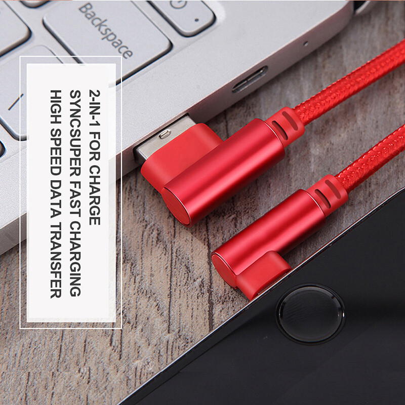 Type C 90 Degree Braided USB C Fast Charging Cable Data Sync For Samsung Huawei gallery
