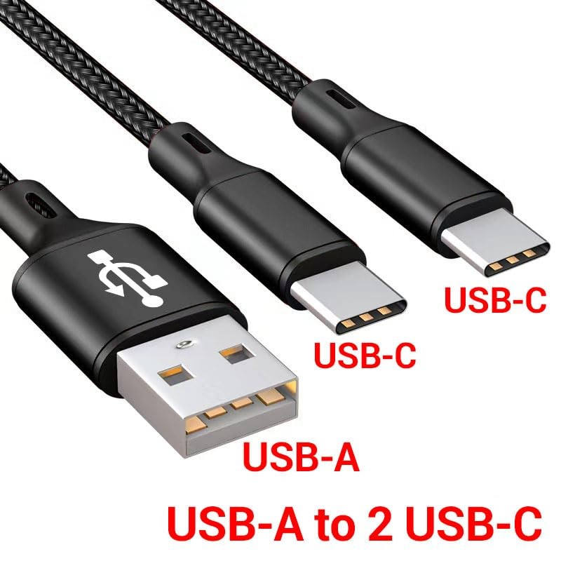 Dual USB-C Splitter Charge Cable, 6.6ft 2Pack,Power up to 2 USB C Devices at ... gallery
