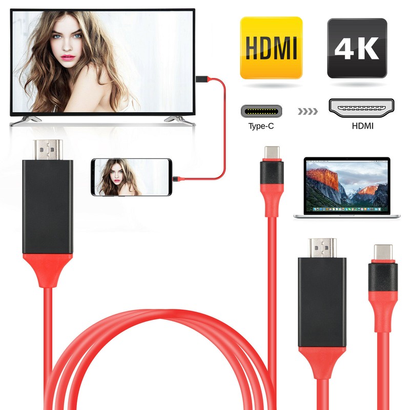 6FT USB C to HDMI Cable Type C Phone to HDTV HDMI Adapter Red For iPhone Samsung gallery