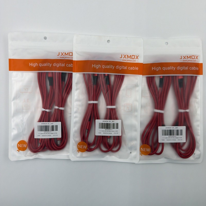 Lot of 3 JXMOX USB C to USB C Cable 2 Pack 6.6FT Braided Fast Charge Red