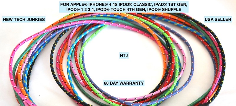 Fabric Braided USB data power cord Charger Cable adapter charge for iPhone 4S 3G gallery