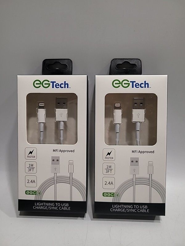 egTech 3 ft White Braided Cord USB-C to apple Cable for Apple Devices, SET OF 2! gallery