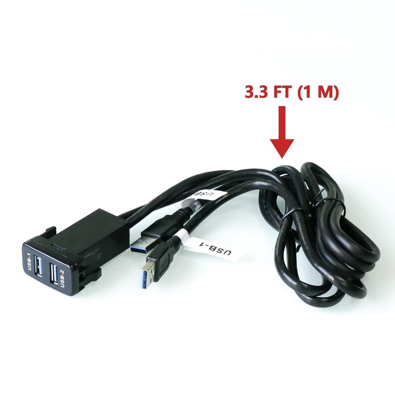 Dual USB 3.0 Car Dash Flush Mount Extension Cable Length 3.3FT 1M for Toyota,... gallery