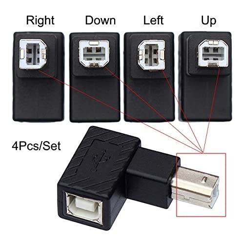4 PCS USB 2.0 B Type Male To Female Extension Adapter Angled 90 Degree Disk gallery