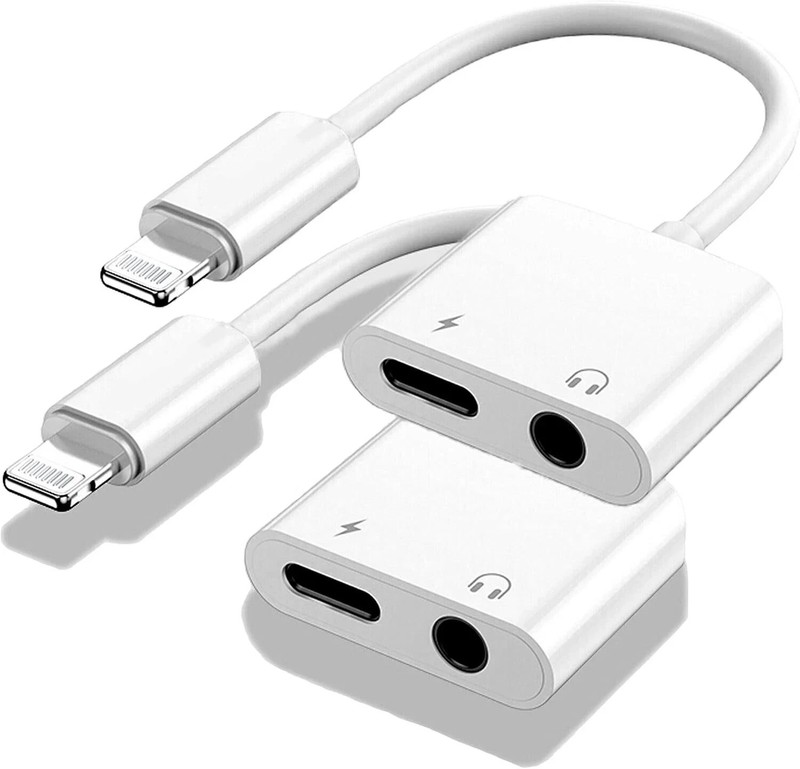 [Apple MFi Certified] 2PACK IPhone Lightning To 2 Lightning Adapter, Dual AUX + gallery