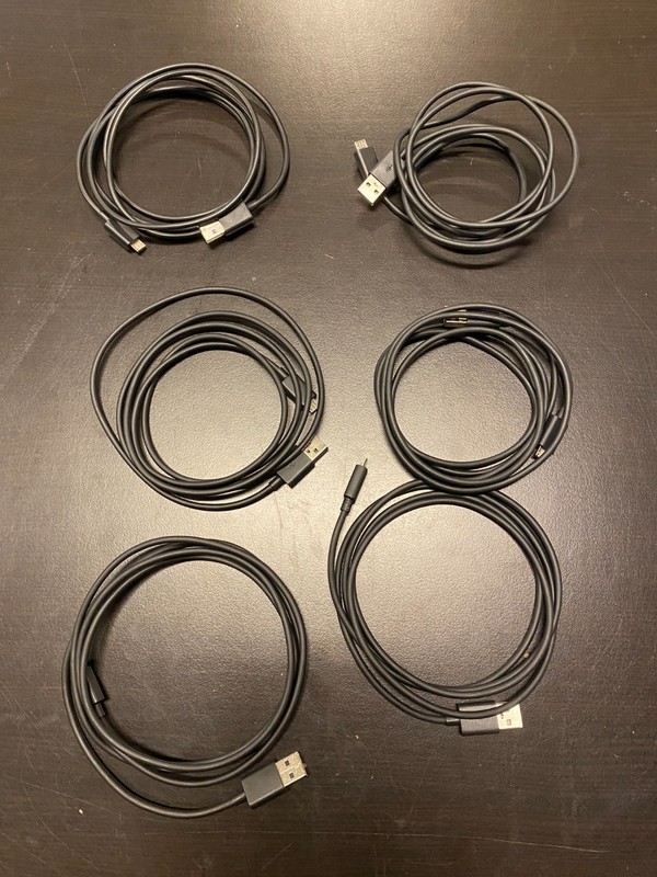 USB-C to USB-A charging cable- 4ft long-set of 6 cords