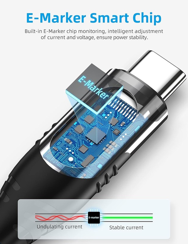USB C to C 3M 100W Nylon LED Display Braided gallery