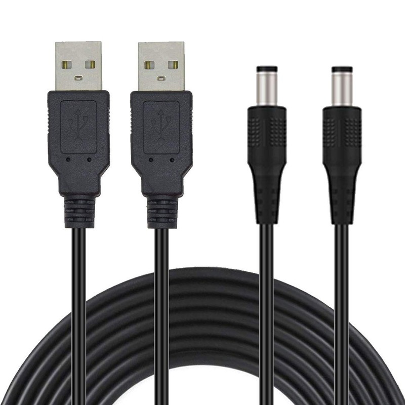 2-Pack 1.5m/4.92ft USB A Male to 5.5mm x 2.1mm DC 5V Power Plug Connector Cab...