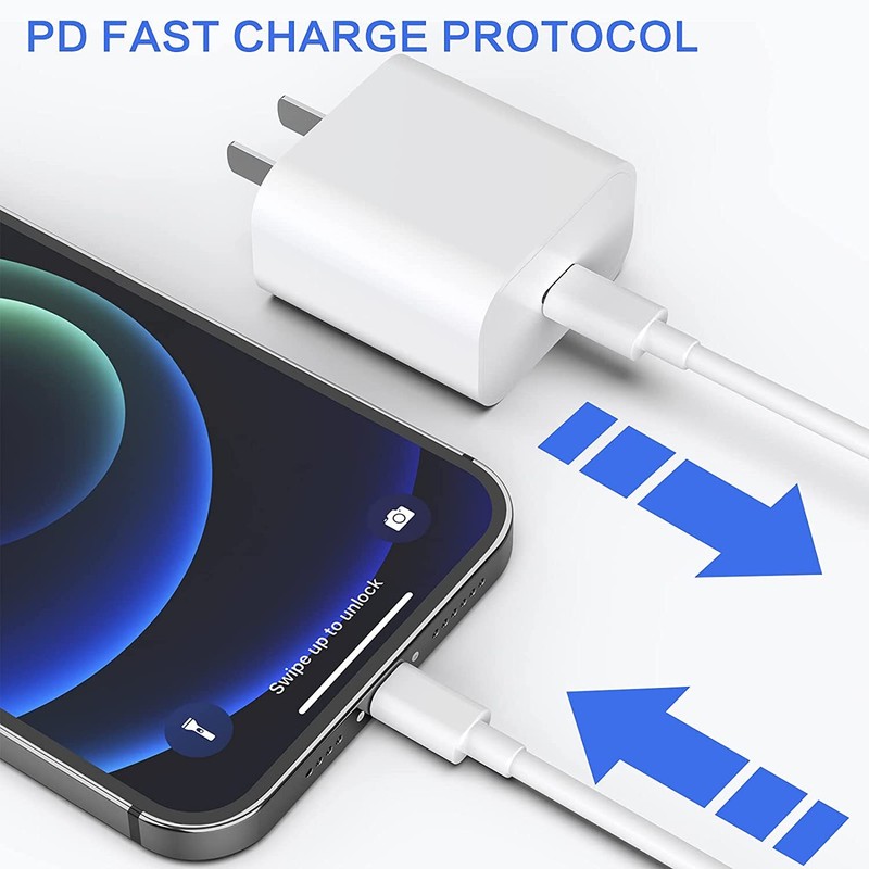 For iPhone 14/13/12/11/XS/XR Type C 20W PD Fast Charger Wall Adapter USB-C Cable gallery
