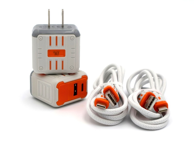Fast Wall Charger 20W with Cable for phone or speakers (2 chargers and 2 cables)