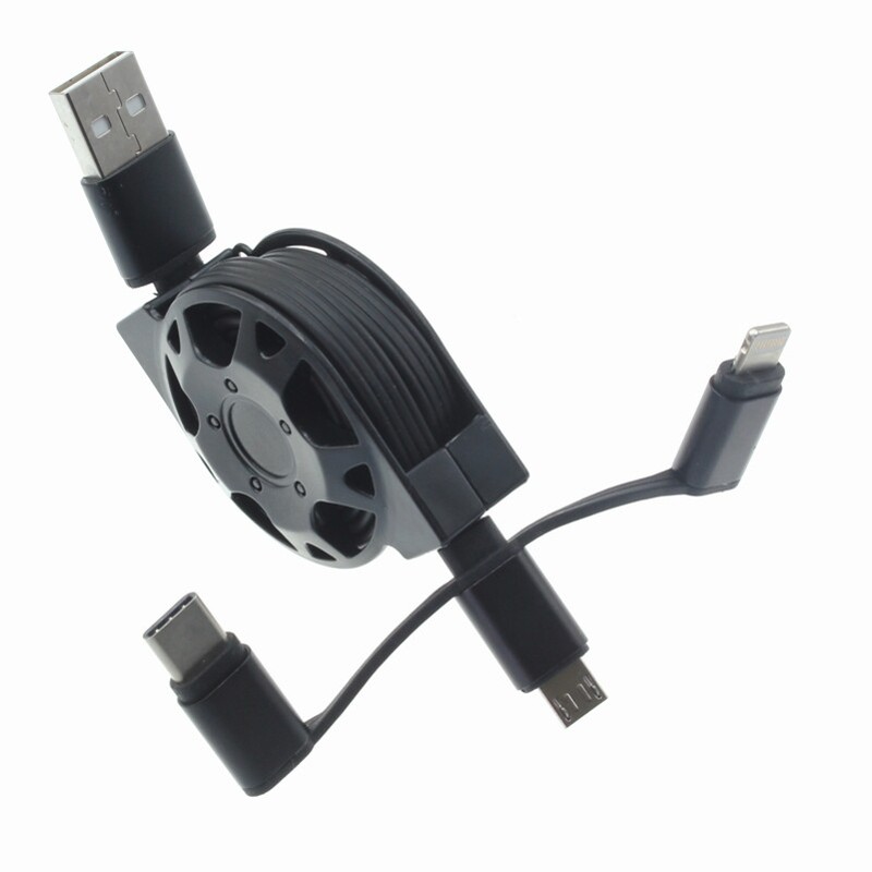 For T-Mobile REVVL 6 6x Pro - Retractable USB Cable Charger Power Cord 3-in-1 gallery