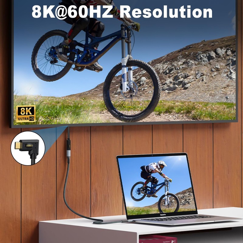 Short USB C Extension Cable 1 Ft 40Gbps 240W 8K Video 90 Degree Right Angle gallery