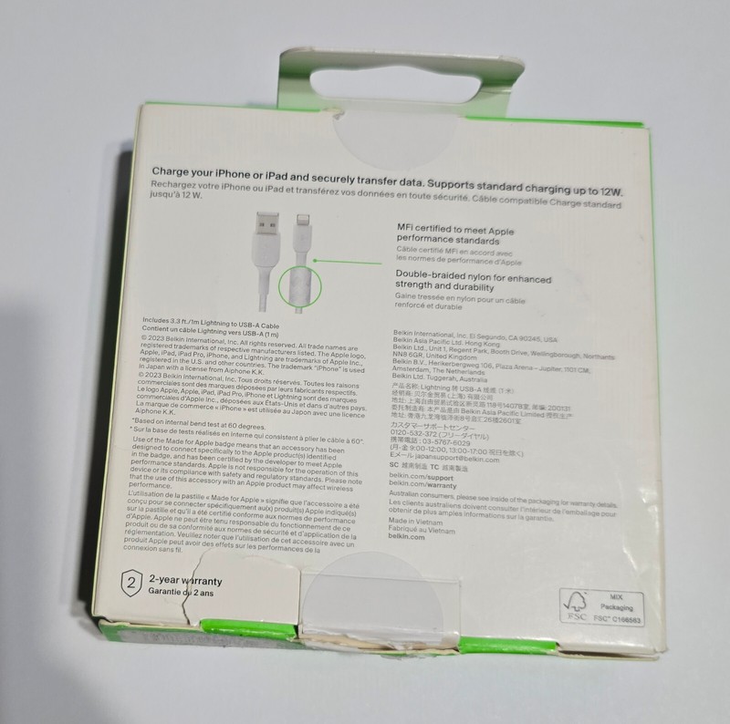Unused White Belkin Boost Charge Braided USB-A to Lightng Cable 3.3ft/1M gallery