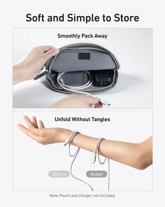 Anker A82E2 USB-C to USB-C Cable Shell White (3ft, 240W, Upcycled-Braided) gallery