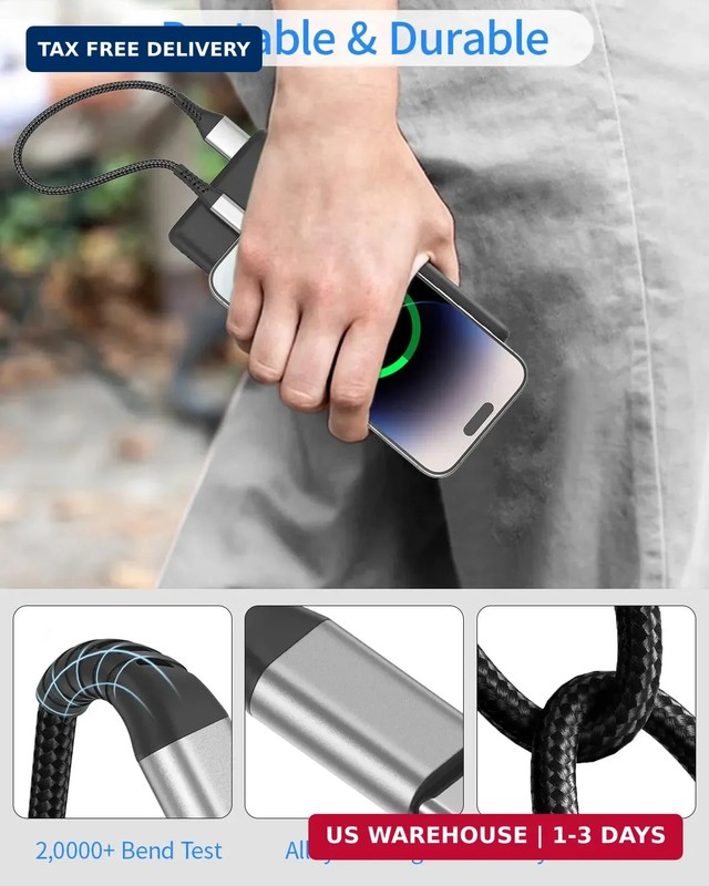 Short USB A to USB C Cable 1FT, 2 Pack Braided 3A USB A to Type C Fast Charging gallery