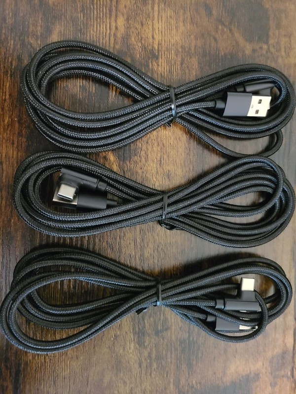 3 Pack 1 Feet Right Angle USB C Cable Fast Charging Nylon Braided Cord 3A US New