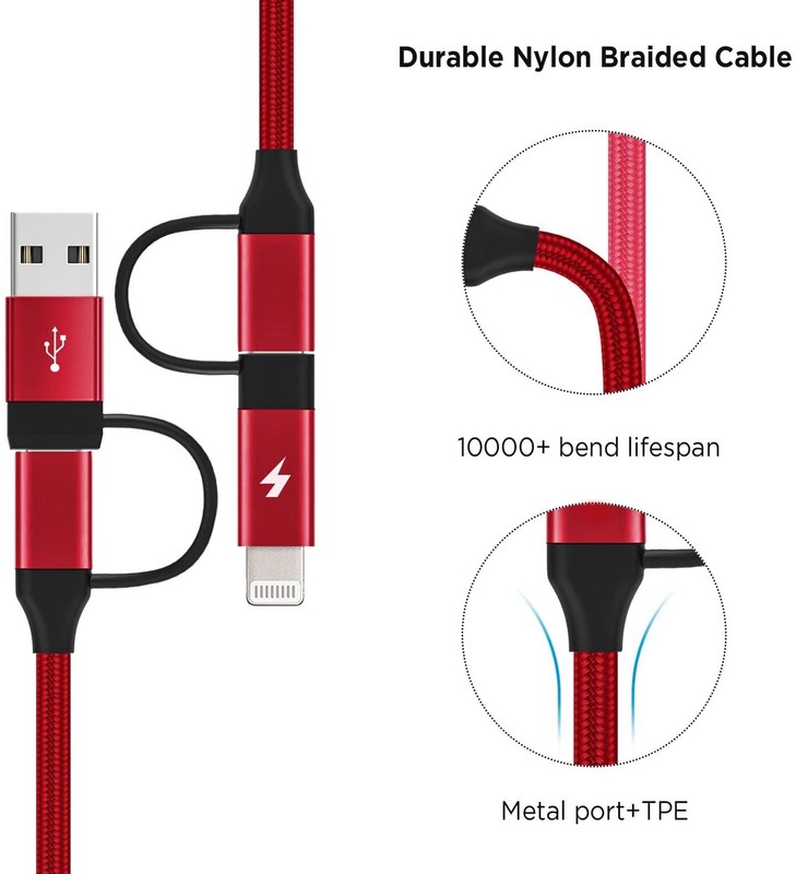 Fast Charger 4-in-1 USB-C Cable Power Cord [Type-C, iPhone for Cell Phones gallery