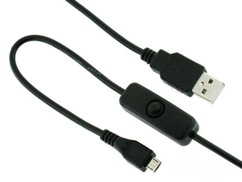 Raspberry Pi Micro USB Cable with ON/Off Switch - Easy Start/Reboot !