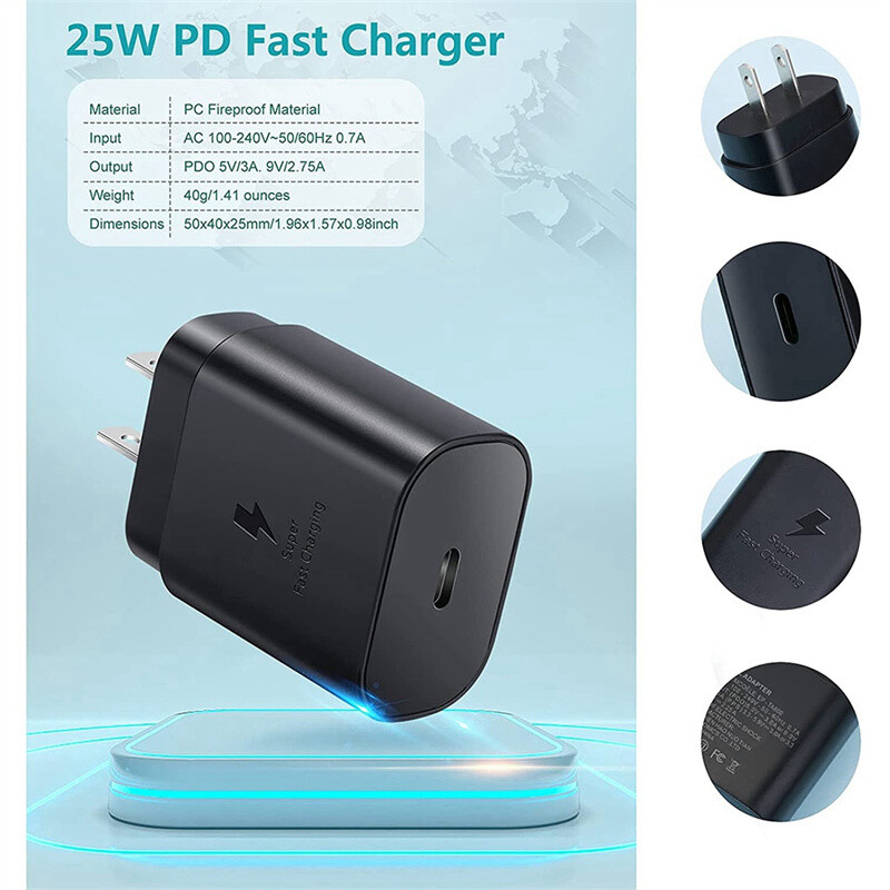 25W Type USB-C Super Fast Wall Charger+6FT Cable For Samsung Galaxy S21 S20 5G gallery