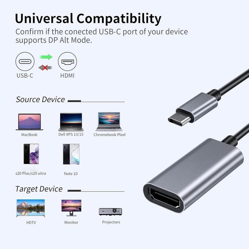 USB Type-C to HDMI Cable Adapter 4K 30hz TV for Macbook iPad Air Pro PC Phone . gallery
