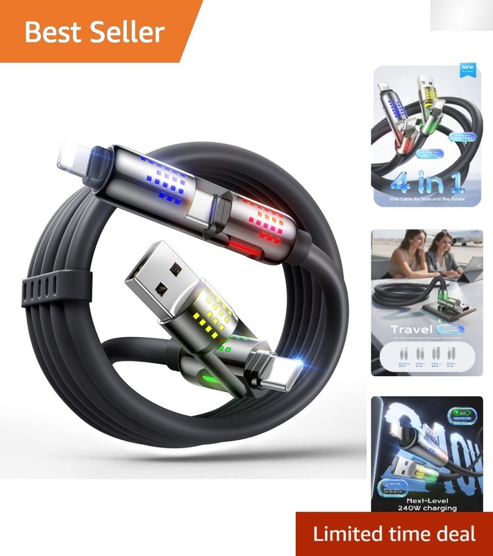 4FT 240W MFi Certified Multi Charging Cable – USB-C, Lightning, USB-A Options