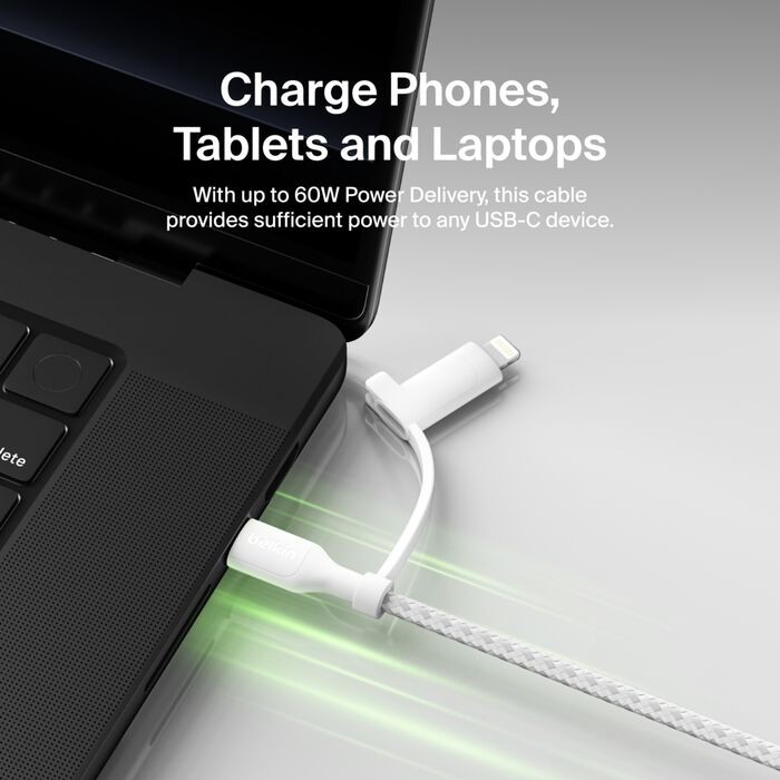 BoostCharge Pro 2-in-1 Cable with USB-C Connector, 1.5M, White gallery