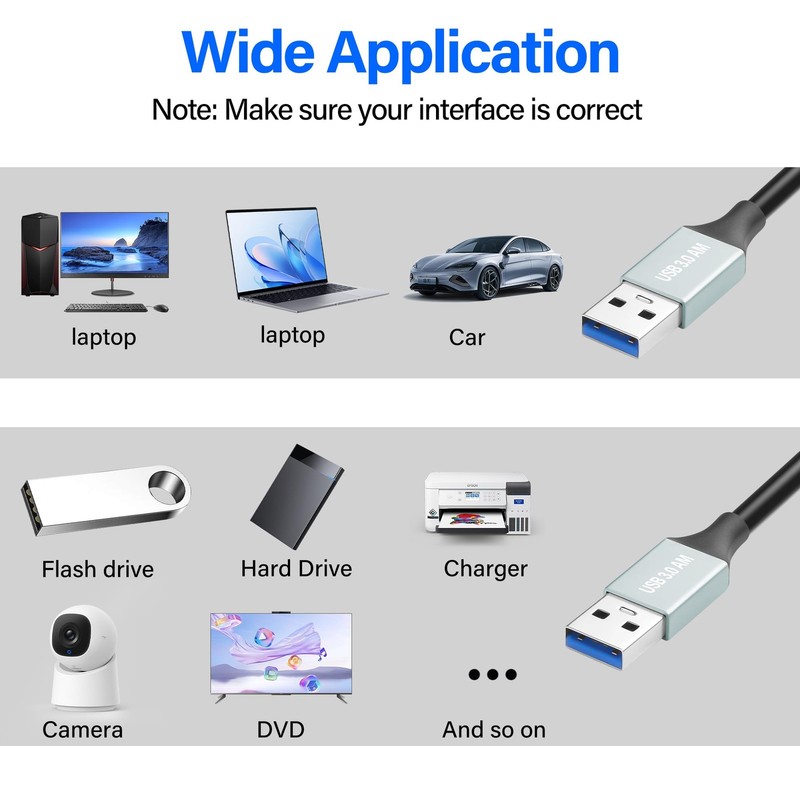 Coiled USB 3.0 Cable Type A Male to Male Extension High Speed Hub 3.28 FT gallery