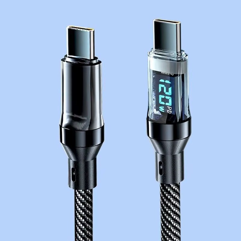 120w USB to Type-c Fast Charging Cable – 100w Type-c Data Cord with LED Display