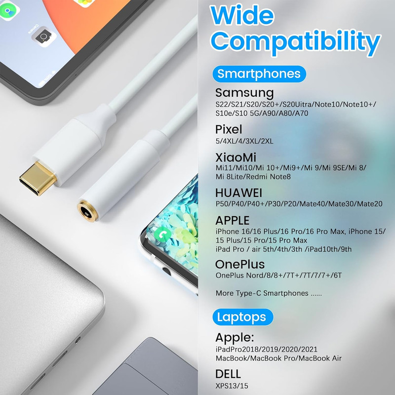 USB C to 3.5Mm Female Headphone Jack Adapter, Type C to Aux Audio Dongle Cable C gallery
