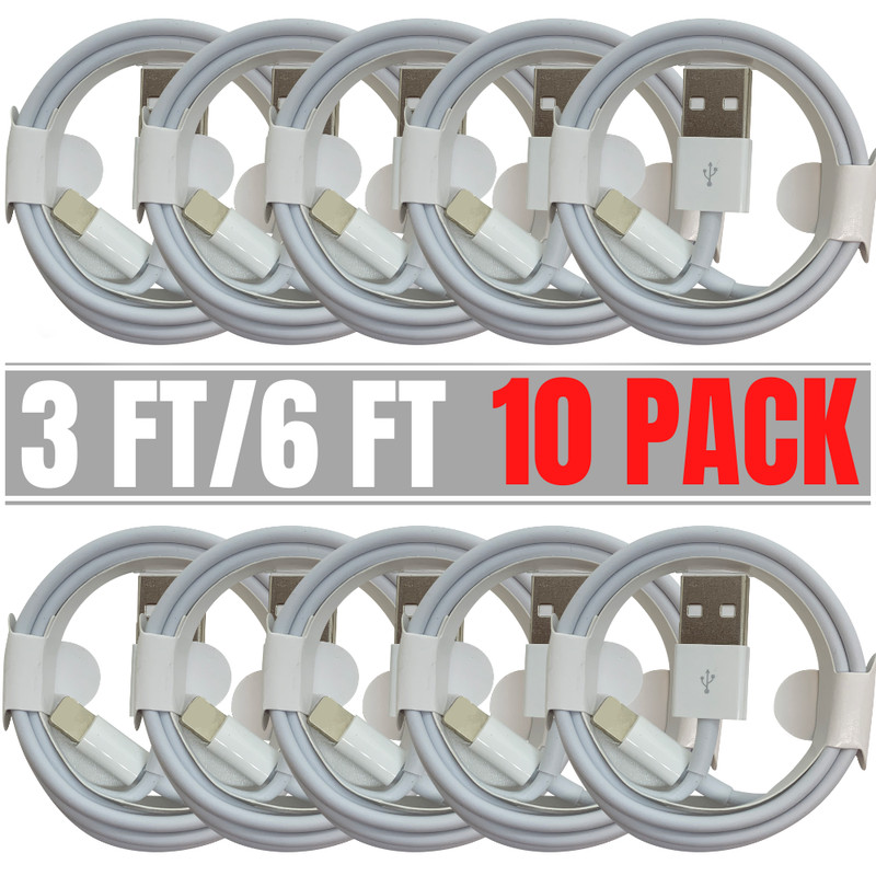 10 Pack 3Ft 6Ft For iPhone 11 12 Pro Max XR USB Charger Cable Charging Cord Lot