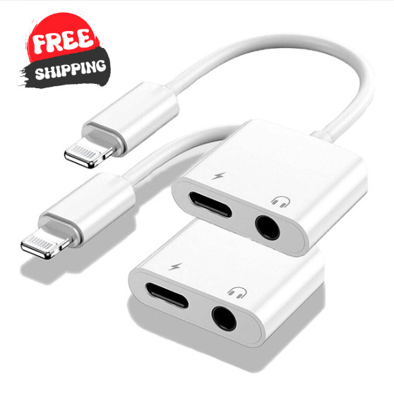 [Apple MFi Certified] 2PACK IPhone Lightning To 2 Lightning Adapter, Dual AUX +