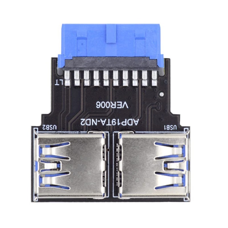 Dual USB 3.0 A Female to Motherboard 20/19 Pin Header Slot Adapter 5Gbps Hori... gallery