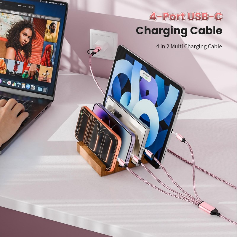 Travel & Car USB Cable, USB Splitter Multi Charging Cable, 4 in 2 USB A/Charg... gallery