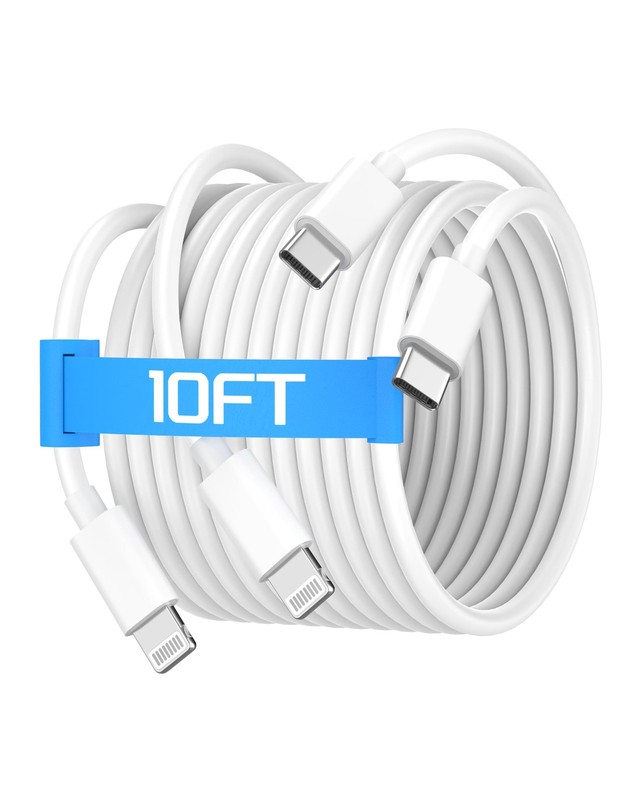 MFi Certified iPhone Charger Lightning Cable 10FT 2 Pack USB Charging Cord