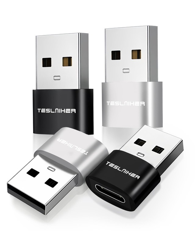 USB To C Adapter 4 Pack USBC Female To USB A Male 2.0 Charger Connectors