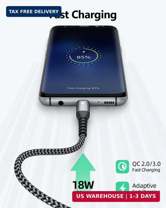 SUNGUY USB C Cable 1FT [3Pack], 3A USB A to USB C Fast Charging Cable Data Trans gallery
