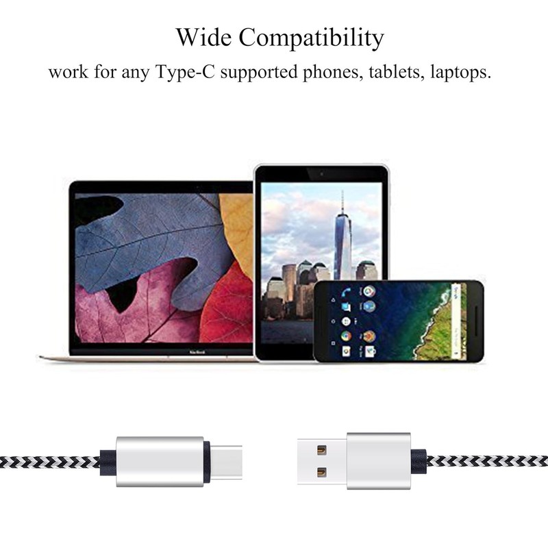 High-Speed 10ft USB-C to USB-A Cable - 3-Pack, Durable Nylon Braided Design gallery