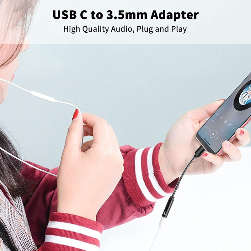 USB C to 3.5Mm Headphone Adapter, USB Type C Dongle Audio Jack Converter DAC Chi gallery
