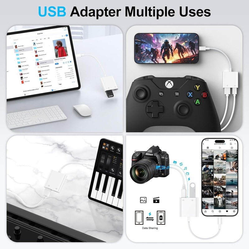 USB C to USB OTG Cable and Charger Adapter for iPhone 17 Pro Max 16e 16 15 Samsu gallery