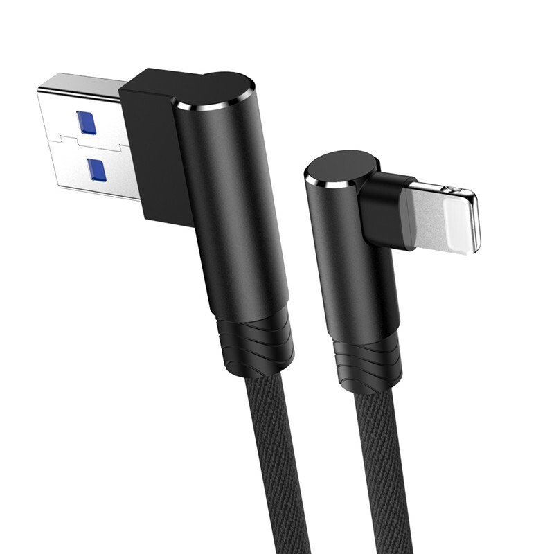 1M 2M 3M Cord For Apple iPhone iPad 90° Elbow USB Data Fast Charge Charger Cable