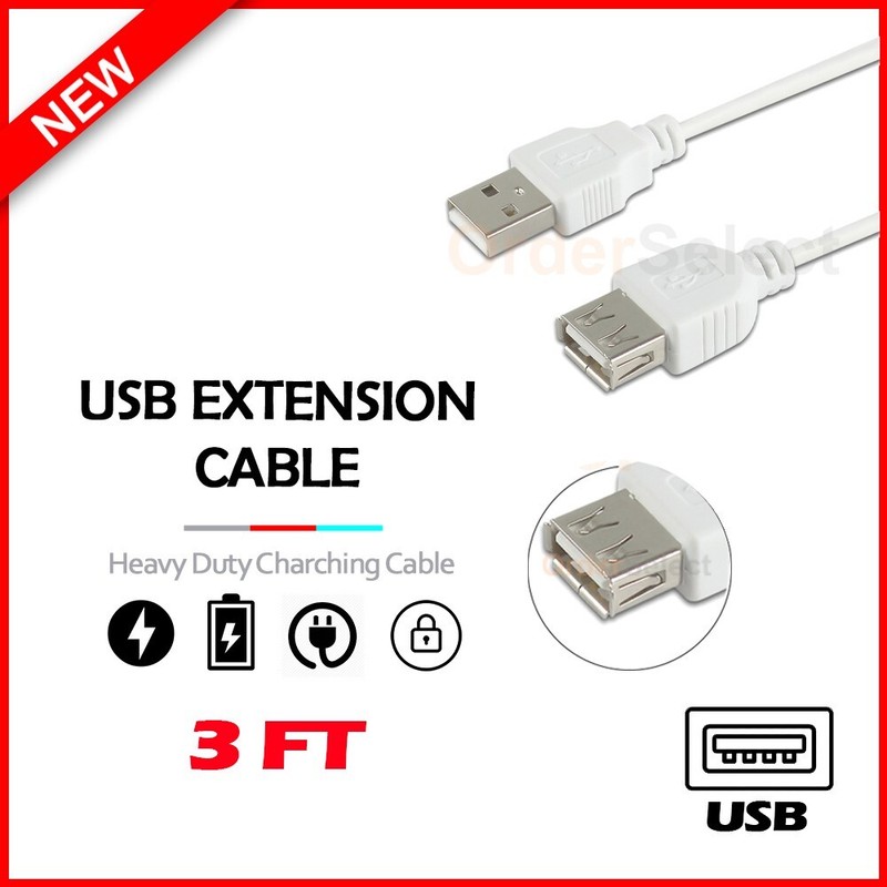 USB 3′ Extension Charger Cable for Cricket Debut/Dream/Icon 2/Icon 3/ Ovation 2
