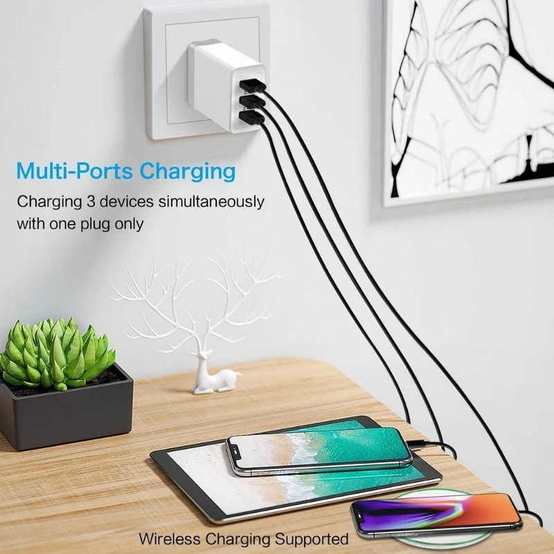 3 Port QC3.0 Fast Wall Charger Adapter USB Cable Lot For iPhone 11 XR 8 7 6 5c 4 gallery