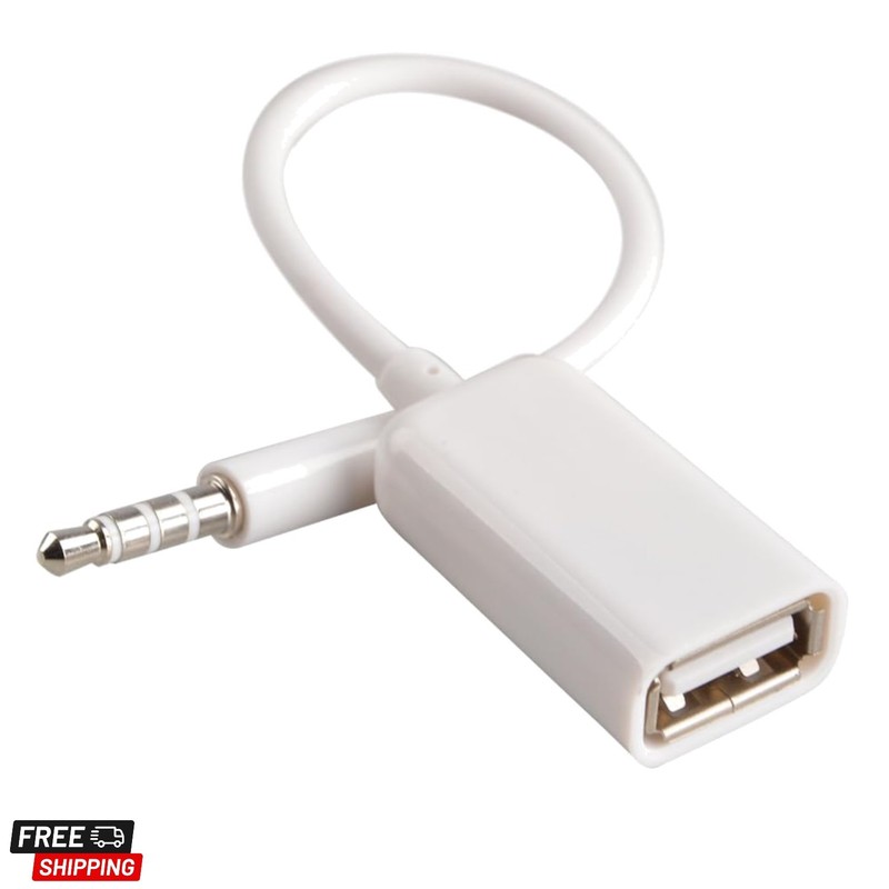 AUX to USB Adapter, 3.5mm Male Audio Jack to USB 2.0 Female Converter Cable, ...