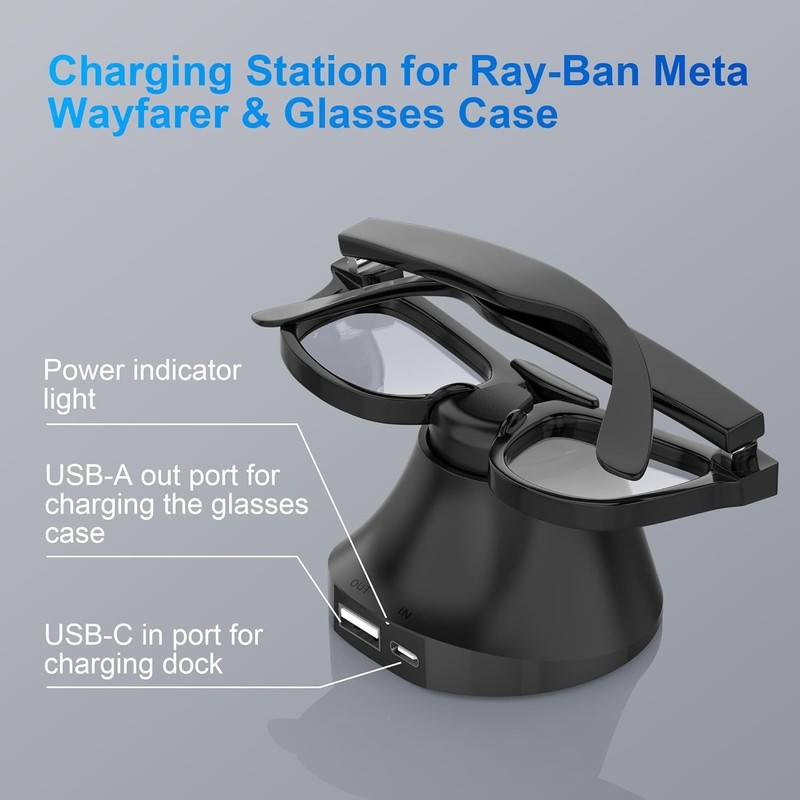 "Magnetic Charging Station for Ray-Ban Meta Wayfarer/Skyler Smart Glasses (RW400 gallery