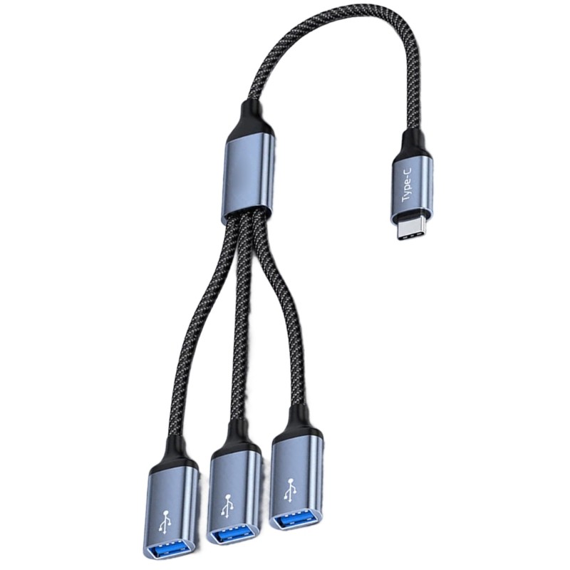 USB C Expander Cable 2/3 Port Aluminum Adapter Data Sync For Keyboards Printers